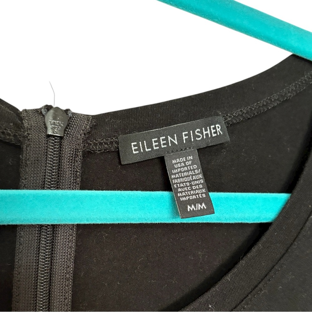 Eileen Fisher Black Cotton Sleeveless Jumpsuit Elastic Waistband Womens Medium - Picture 10 of 12
